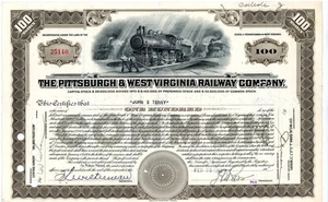 1953 Pittsburgh & West Virginia Railway Company Stock Certificate John S. Terry - Picture 1 of 3