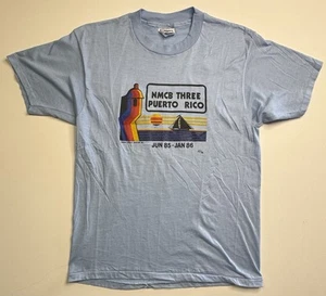 Vintage NMCB Three US Navy Seabees 1985 T-Shirt Hanes 50/50 Adult Large - Picture 1 of 11