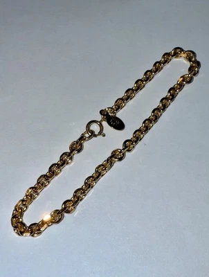 ESTATE Solid Sterling Silver Gold-Tone 3.8mm Anchor Chain Bracelet 7” - Image 1 of 4