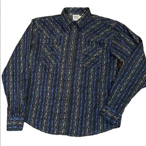 Cinch Youth XL (14) Long Sleeve Black and Blue Pearl Snap Western Shirt - Picture 1 of 4
