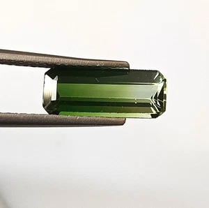Natural Tourmaline Bi Color 2.20 Carat Emerald Cut Faceted Gemstone 5X12.4 MM - Picture 1 of 8