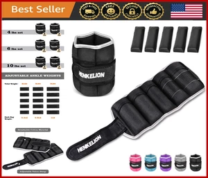 Adjustable Ankle Weights Set 1-10 lbs for Gym, Fitness, Running, Lifting Workout - Picture 1 of 8