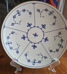Antiguo plato de cuenco poco profundo acanalado azul y blanco danés danés Mintons 91/4" - Imagen 1 de 12