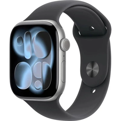 Apple Watch Series 11 GPS 46 mm Aluminiumgehäuse Sport Band Schwarz M/L - Bild 1 von 4
