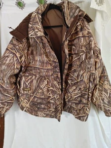 Men's 3X Gamehide Hush Hide Mossy Oak Hooded Camouflage Hunting Jacket Lined - Picture 1 of 11
