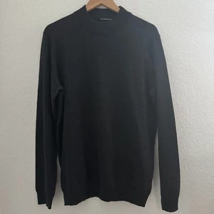 Pronto Uomo Extra Fine Merino Wool Mock Neck Sweater Mens L Dark Gray Preppy - Picture 1 of 7