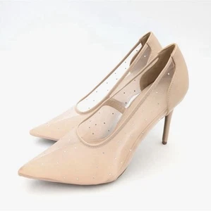 Wild Diva Lounge Rhinestone Mesh Heel Pumps Women's Sand Size US7.0 - Picture 1 of 7