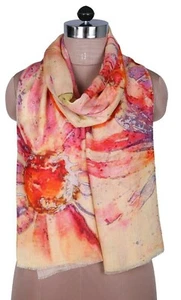 Nuevas bufandas/estolas grandes de primavera/verano con estampado rojo bonitas melocotón/estampado rojo para mujer/damas - Imagen 1 de 2