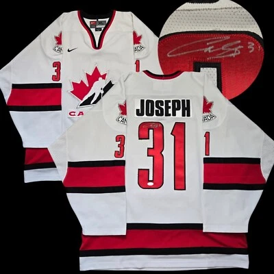 Curtis Joseph Signed White 2002 Team Canada Nike Hockey Jersey XL COA NHL Goal - Image 1 of 4