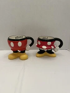 Lot Of 2 Disney Parks Mickey & Minnie Mouse 3D Torso Feet Coffee Mug Cups - Picture 1 of 14