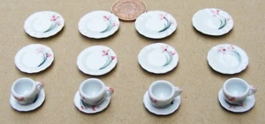 16 Piece Orange Floral Ceramic Tea Set Tumdee 1:12 Scale Dolls House TS7 - Picture 1 of 1