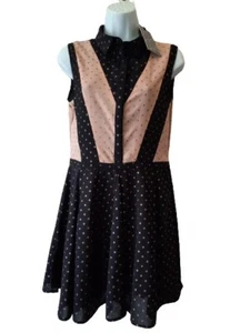 Lucca Couture Sleeveless Dress Black Rose Polka-dot Side Zip Women's Size Medium - Picture 1 of 10