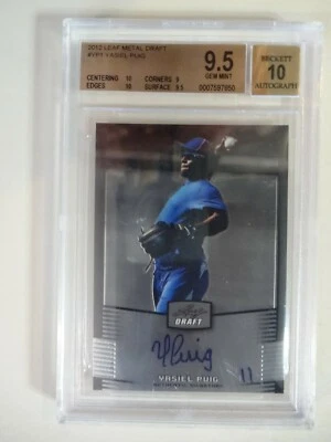 BGS 9.5 10 AUTO 2012 HOJA METAL DRAFT YASIEL PUIG ROOKIE RC Foto 1 de 2