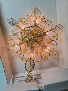 Holiday Elegance Topper Albero Fiocco di Neve Illuminato con Perline in Scatola Originale - Foto 1 di 7