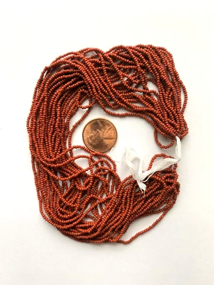 Micro cuentas de semillas vintage/antiguas - 14/0 naranja quemado especias opacas - ¡grandes 22 g Hanks! Foto 1 de 4