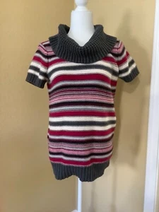 Tommy Hilfiger women's 100% cotton heavy sweater Striped Short Sleeve Size M - Picture 1 of 5