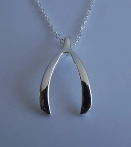 QUERLENKER WISH BONE Design HALSKETTE Anhänger Mama Freundin Geschenk Glück - Bild 1 von 2