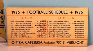 1936 USC & UCLA College Football Schedule w/Note on Backš„ - Picture 1 of 2