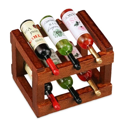 Reutter Porzellan Weinregal mit 6 Flaschen / Wood Wine Rack Set Puppenstube1:12  - Bild 1 von 4