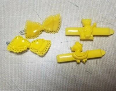 Винтажные детские заколки пластиковые металлические цветные зажимы утка медведь желтый - Изображение 1 из 2