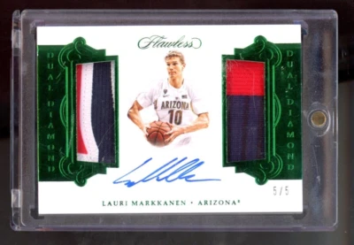 Lauri Markkanen Panini Flawless Collegiate Dual Diamond Memorabilia Auto 5/5 - Image 1 of 2