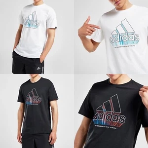 Adidas Men Brand with Three stripes T-Shirt SHORT SLEEVE CREW NECK - Picture 1 of 11