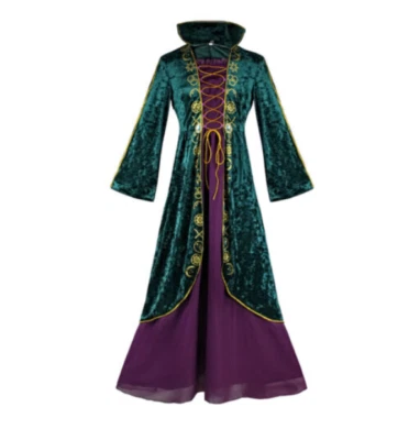 Damen Hokuspokus 2 Winifred Sanderson Halloween Cosplay Kostüm Mantel Perücke UK
