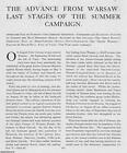 WORLD WAR 1 : THE ADVANCE FROM WARSAW : LAST STAGES OF THE SUMMER CAMPAIGN. AN U
