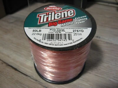 Berkley Trilene Big Game 单色钓鱼线 50 磅 275 码粉色珊瑚色 — 第 1/4 张图片