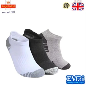 Men Stripes Trainer Liner Ankle Socks Invisible Cotton Low Cut Sports Socks 6-11 - Picture 1 of 14