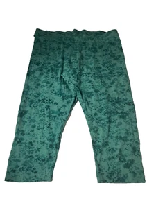 Old Navy Womens Size XXL Green Floral High-Waisted Cropped Jersey Leggings - Picture 1 of 8