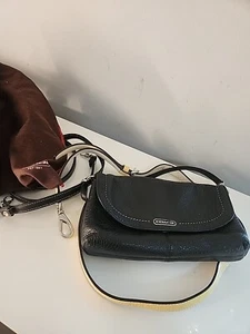 Coach Black Pebble Leather Flap Snap Clutch Purse w/ Elongated strap variations - Picture 1 of 22