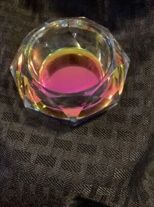 Vintage Cut-Glass Rainbow Bowl Collectibles Trinket Dish Rings - Picture 1 of 2