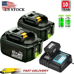 6.0Ah For MAKITA 18V LXT LITHIUM-ION Battery / Charger 18 Volt BL1860B-2 BL1850B - Picture 1 of 11