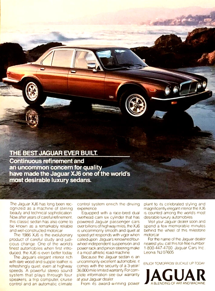 Jaguar XJ6 1986 sedán - anuncio impreso de publicidad de revista vintage Foto 1 de 1