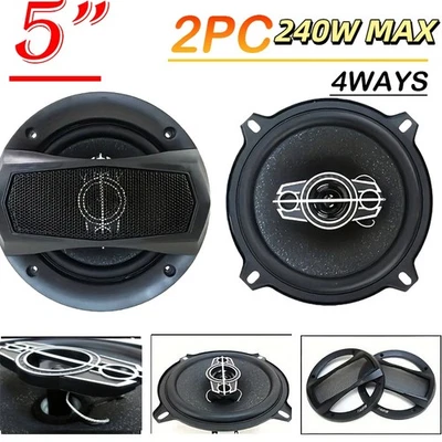 5" 4-Way 240WMAX Car Coaxial Audio Speakers - 2X (1 Pair) for Vehicle Doors - Image 1 of 4