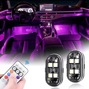 2 pezzi luci stroboscopiche a LED senza fili luce Atmosfera Auto E Moto 8 Colori - Foto 1 di 6