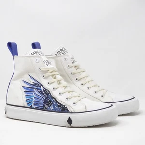 Marcelo Burlon Seitenflügel weiß blau Canvas hohe Turnschuhe Herren 43/10 US - Bild 1 von 11