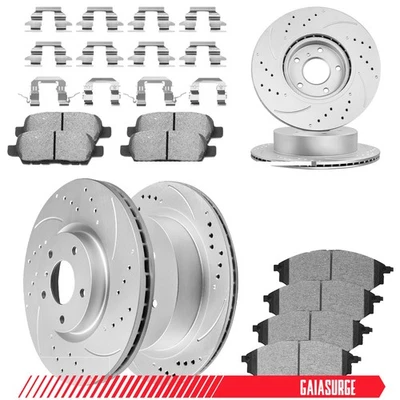 Front Rear Drilled Rotors Ceramic Pads For INFINITI M35h Q70 M37 Q70L M56 QX70 Foto 1 de 4