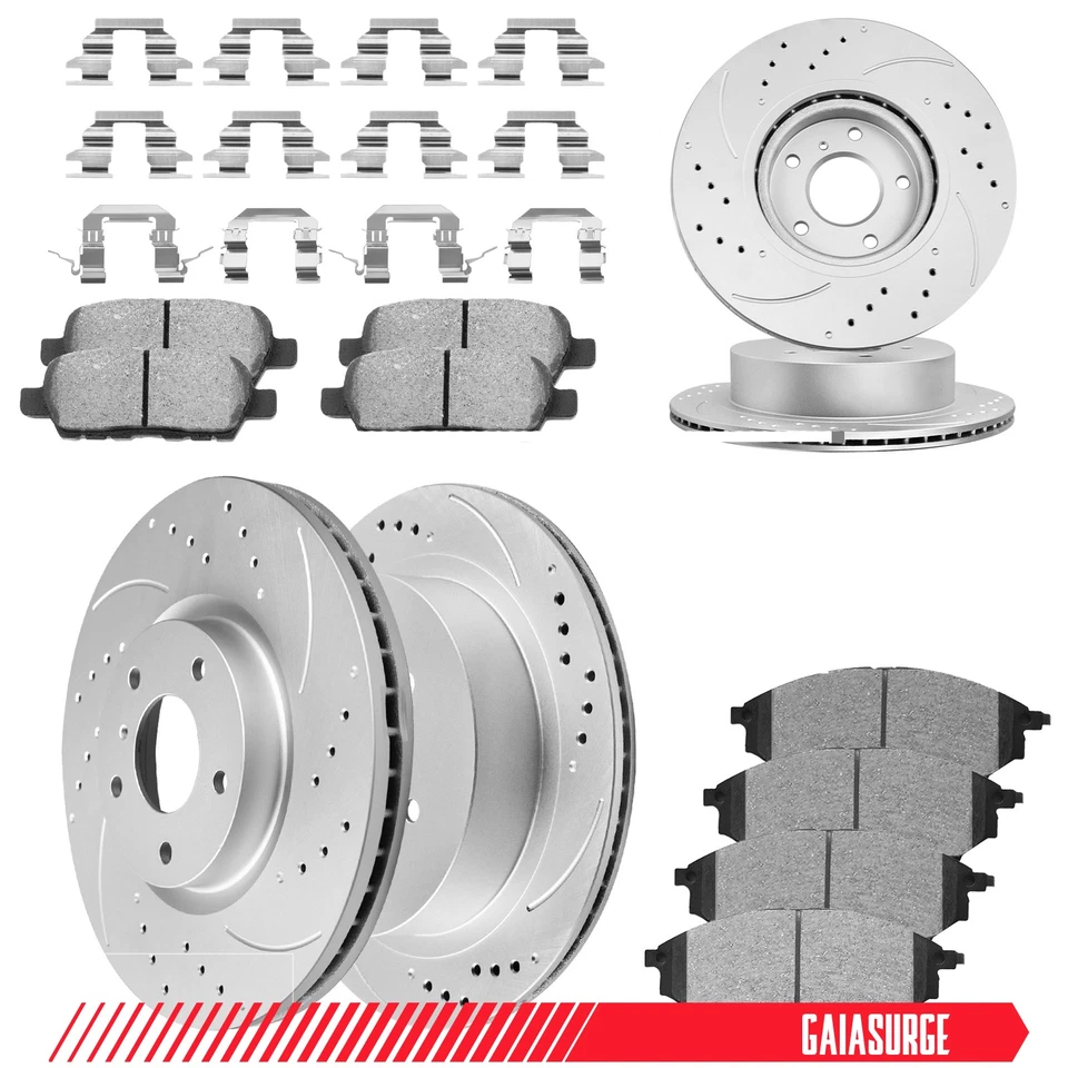 Front Rear Drilled Rotors Ceramic Pads For INFINITI M35h Q70 M37 Q70L M56 QX70 Foto 1 de 4