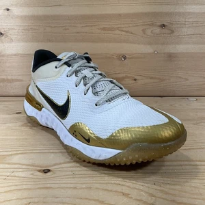 Alpha Huarache Elite 3 Turf Baseball Shoe Mens 10 White Metallic Gold CV3560 106 - Picture 1 of 9