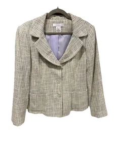 Women’s Napa Valley Blazer 3 Button Long Sleeve Fully Lined Sz 14 Green/Lavender - Picture 1 of 15