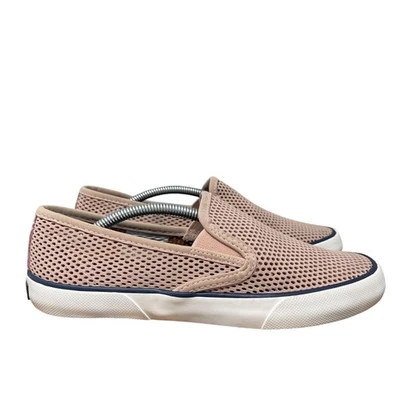 Sperry Sneakers Womens 8 Pink Pier Side Perforated Leather Slip On Boat Shoes - Image 1 of 4