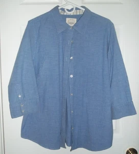 Izod 1937 Woman's Long Sleeve Button-Down Denim Chambray Shirt Sz. 2X Pre-owned - Picture 1 of 6