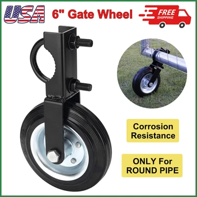 DREAMXIANG 6" Heavy Duty Farm Gate Wheel, Black, Weight Up To 500 LBS, Only for Round Pipe