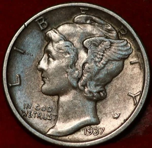 1937 Philadelphia Mint Silver Mercury Dime - Picture 1 of 2