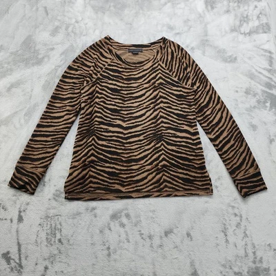 Suéter Sanctuary Mujer M Marrón Estampado Cebra Manga Larga Cuello Redondo Elastizado Foto 1 de 4