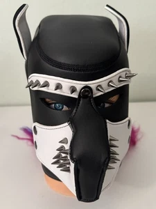 Andrew Christian Máscara con Capucha de Cachorro con Picos Negro Blanco con Hocico Desmontable NUEVO - Imagen 1 de 7