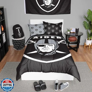 FOCO Las Vegas Raiders NFL Team Farbe Bett in einer Tasche Bettdecke Bettwäsche 3-teilig  - Bild 1 von 5