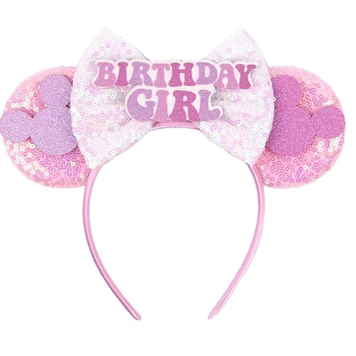 Pink Minnie Ears Hair Accessory, Mouse Headband for Women Girls (Birthday Girl-P - Image 1 of 4